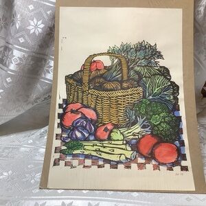 Mary Azarian Print Harvest of Vegetables Signed Sealed